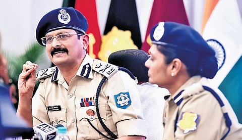 S R Saravanan, IG of CISF, addressing a press conference on Monday 