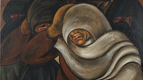 'Mourning En-Masse', a painting from the Partition series by Satish Gujral