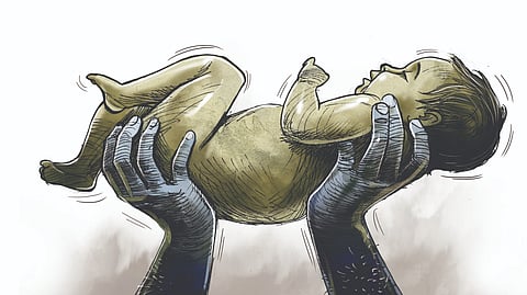 Police are searching for the mother and the people who abandoned the baby.