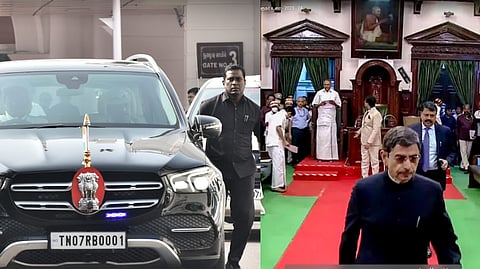 Governor R N Ravi abruptly leaves while the session about to start on the first day of assembly session, in Chennai on Tuesday