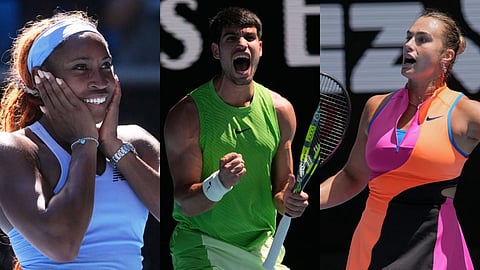 Third seed Gauff (L), top-ranked Carlos Alcaraz and Four-time major winner Sabalenka into the Australian Open third round on Wednesday.