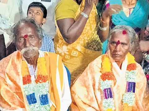 An elderly couple Pedda Veerabhadrudu and his wife Venkateswaramma from Jaladurgam village in Papili mandal has set an inspiring example by donating land worth nearly Rs 2 crore to a Ramalayam.