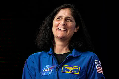 Astronaut Sunita Williams is interviewed at Johnson Space Center on March 31, 2025, in Houston. 
