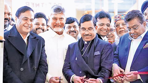 CM N Chandrababu Naidu at the inauguration of All India Lounge in Davos.