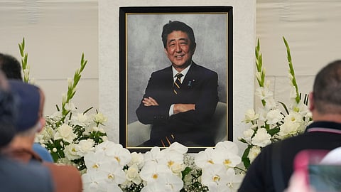 People offer prayers for former Prime Minister Shinzo Abe at Zojoji temple in Tokyo, Japan,