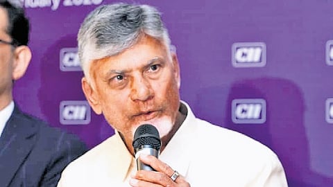 CM Nara Chandrababu Naidu during the CII breakfast session on The Andhra Pradesh Advantage in Davos. 