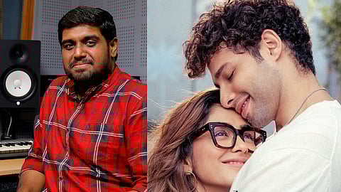 Hesham Abdul Wahab (L), Poster of Siddhant Chaturvedi-Mrunal Thakur starrer Do Deewane Seher Mein (R) 