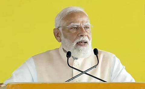 Prime Minister Narendra Modi addresses NDA rally at Maduranthakam near Chennai on January 23, 2026. 