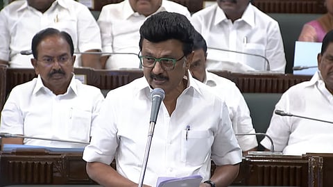 Tamil Nadu Chief Minister MK Stalin speaks during the assembly session on Friday.
