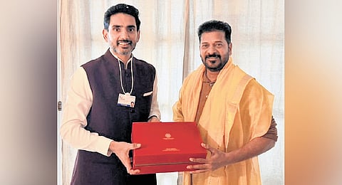 Andhra Pradesh IT Minister Nara Lokesh meets Telangana CM Revanth Reddy in Davos