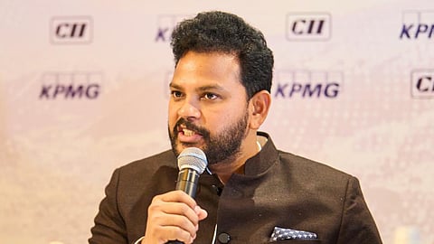 Naidu speaking at the World Economic Forum in Davos