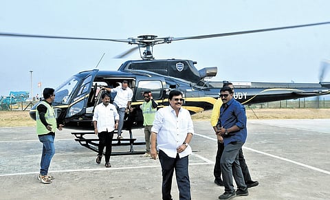 Tourism Minister Durgesh launches helicopter ride at Visakha Utsav.
