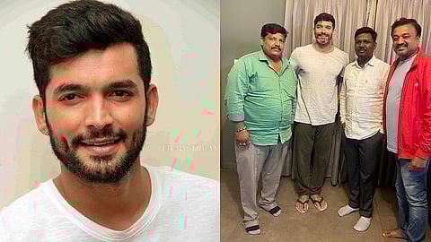 Diganth; Diganth with the crew of his next film