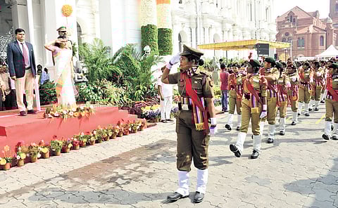 Mayor R Priya hoisted the national flag at Ripon Building on Monday.