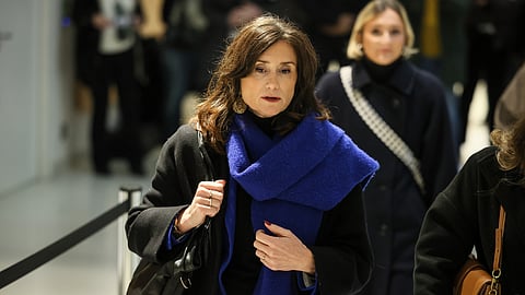 Member of Parliament Sandrine Josso arrives at the courtroom, in Paris, Monday, Jan. 26, 2026.