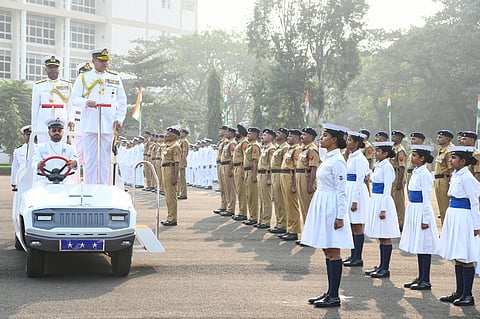 Commemorating the 77th Republic Day, Vice Admiral Sanjay Bhalla, Flag Officer Commanding in Chief, Eastern Naval Command, reviewed a ceremonial parade comprising over 500 personnel of the Eastern Naval Command in Visakhapatnam on Monday.