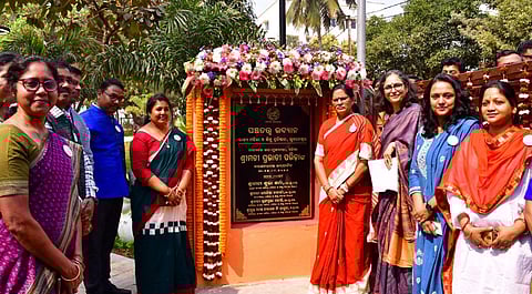 Deputy chief minister Pravati Parida inaugurating Panchatatwa Park in Bhubaneswar on Tuesday.