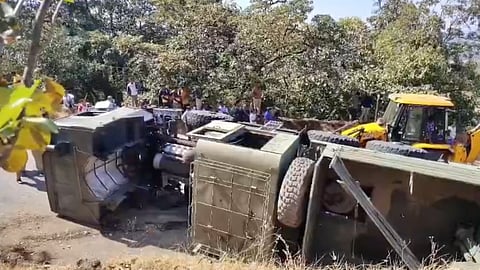 Overturned Army vehicle