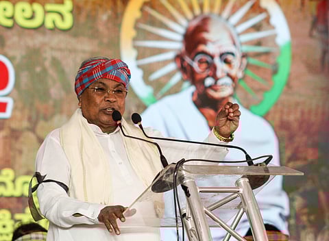 /CM Siddaramaiah during the protest Raj Bhavan Chalo, against the Centres move to replace MGNREGA with VB-G RAM G, at Freedom Park on Tuesday
