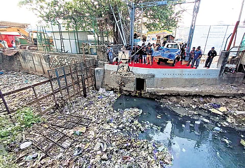 G-Spider being deployed at the Amayizhanchan canal near the Central Railway Station stretch on Wednesday.