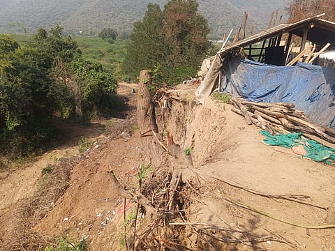 The tribal hamlet at Mangarai is under threat of soil erosion as it is located close to the wild stream that is getting weakened in every monsoon.