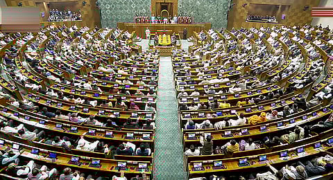 President Droupadi Murmu addresses the joint sitting of both Houses of Parliament on the first day of the Budget session, in New Delhi, Wednesday, Jan. 28, 2026.