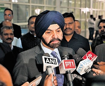World Bank President Ajay Banga speaks to media during his visit to CTTC in Bhubaneswar.