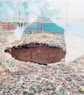 Villagers said, an underground coal mine operated in the area and a void underground might have led to the subsidence.