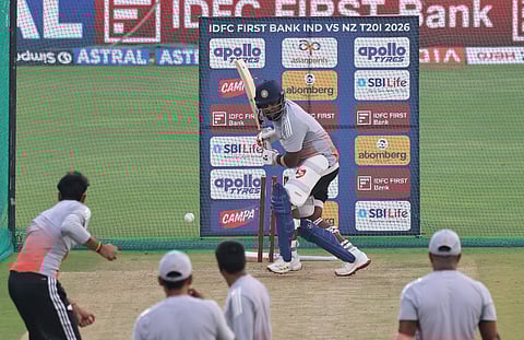 Sanju Samson during practice on Friday