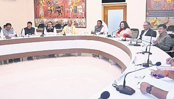 CM Mohan Charan Majhi chairing the cabinet meeting at Lok Seva Bhawan