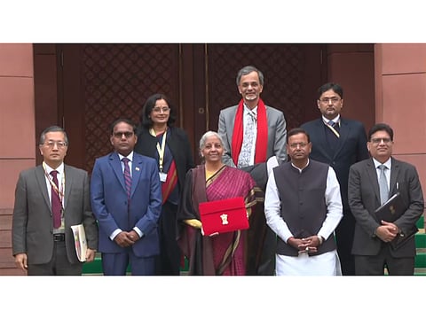 FM Nirmala Sitharaman arrives at Parliament to attend Cabinet meeting ahead of Budget presentation