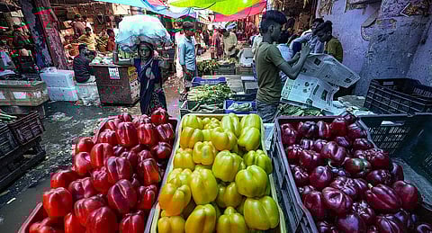 Vegetables on sale at Azadpur Mandi, in New Delhi