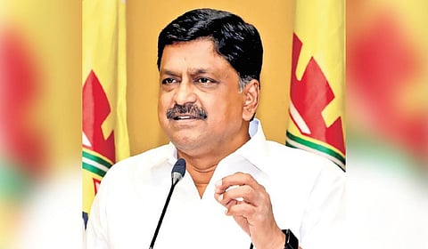Finance Minister Payyavula Keshav addressing the media