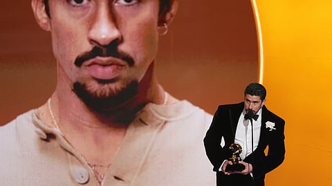 Bad Bunny accepts the award for best música urbana album for "Debí Tirar Más Fotos" during the 68th annual Grammy Awards on Sunday, Feb. 1, 2026, in Los Angeles