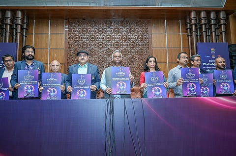 Priyank Kharge, Karnataka Minister for IT, BT and Science & Technology, along with senior officials and the ABAI team, unveiling the GAFX 2026 poster.