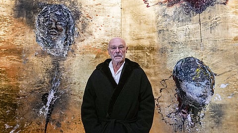 German painter and sculptor Anselm Kiefer is photographed during the presentation of his exhibition Le Alchimiste, at Palazzo Reale, part of the official cultural programme for the 2026 Winter Olympics, in Milan, Italy, Tuesday, Feb. 3, 2026. 