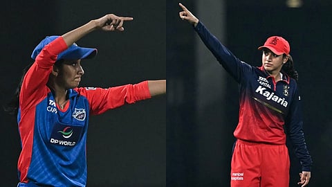 Delhi Capitals captain Jemimah Rodrigues (L) and RCB skipper Smriti Mandhana.