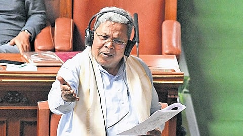 CM Siddaramaiah addresses the Assembly in Vidhana Soudha on Tuesday.