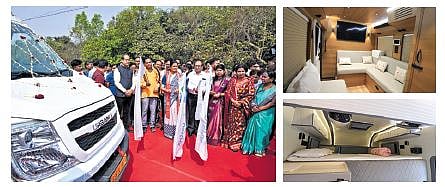 Deputy CM Pravati Parida flagging off the caravan vehicles launched by Sand Pebbles Tour ‘N’ Travels in collaboration with department of Tourism, at Dhauli on the outskirts of Bhubaneswar on Wednesday 