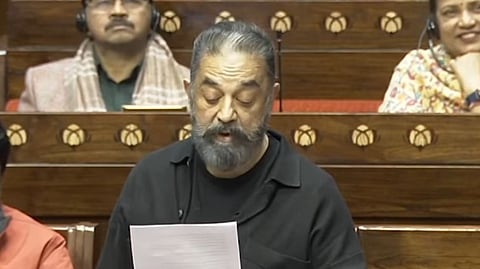 Actor-turned-politician Kamal Haasan making his maiden speech at the Rajya Sabha on Feb 4, 2026. 