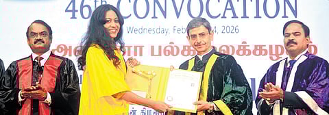 RN Ravi presents degree to a student at the convocation on Thursday.