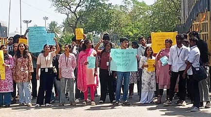 Students pursuing Social Work at the University of Madras staged a protest 