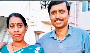 Meena with her husband Raju