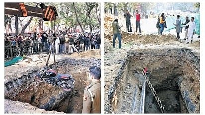 The victim was going home after work when his bike fell in the pit.