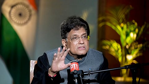 Union Commerce and Industry Minister Piyush Goyal speaks on the India-US trade deal framework in New Delhi on Sunday, Feb. 8, 2026.