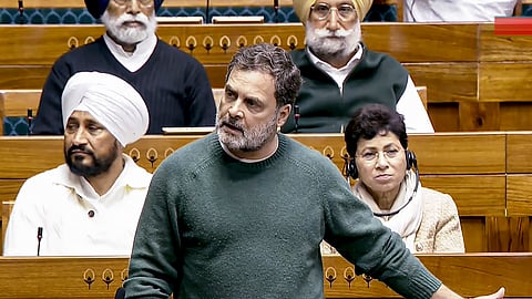 LoP in the Lok Sabha Rahul Gandhi speaks in the Rajya Sabha during the Budget session of Parliament, in New Delhi, Monday, Feb. 9, 2026