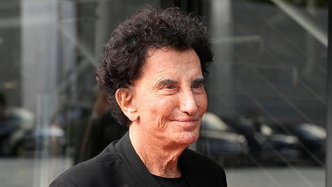 IMA president Jack Lang arrive before visiting the exhibition "Treasures rescued from Gaza" Monday, April 14, 2025 at the Arab World Institute (IMA) in Paris.