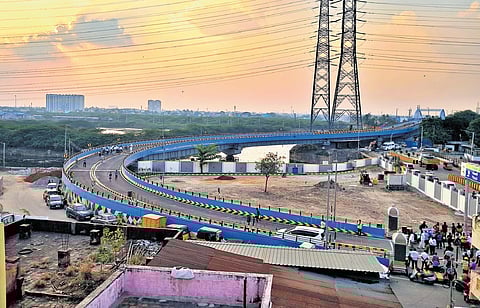 The newly constructed rail overbridge.