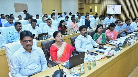 High-level meeting of ministers and secretaries headed by Andhra Pradesh CM Chandrababu Naidu.