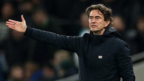 Tottenham's head coach Thomas Frank during the English Premier League match between Tottenham and Newcastle in London on Tuesday.